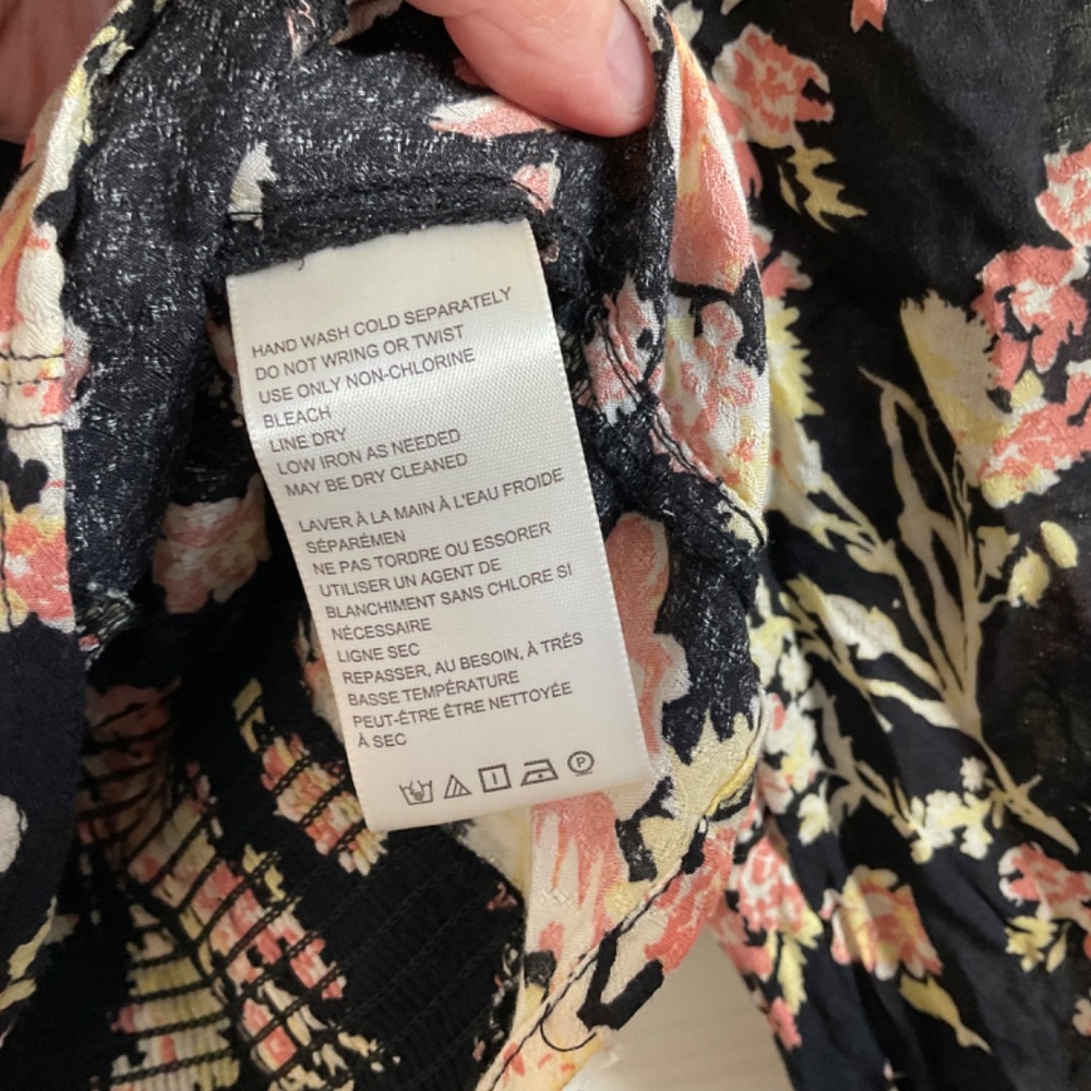 Free People Hilary Printed Floral Top - Black‎ Combo - Size XS - Picture 7 of 11